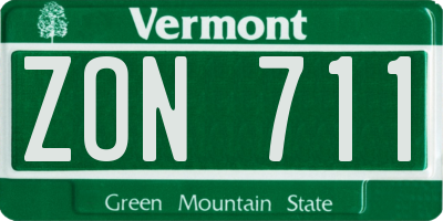 VT license plate ZON711