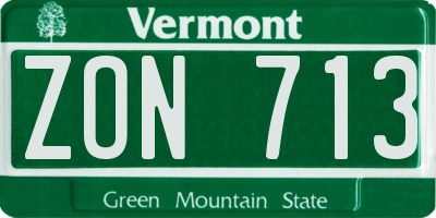 VT license plate ZON713