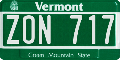 VT license plate ZON717