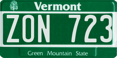VT license plate ZON723