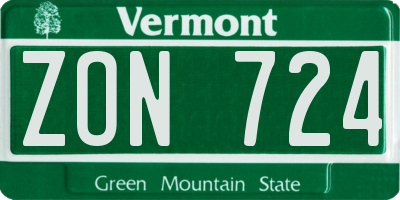 VT license plate ZON724