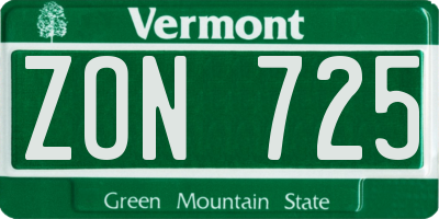 VT license plate ZON725