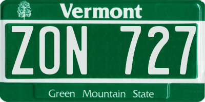 VT license plate ZON727