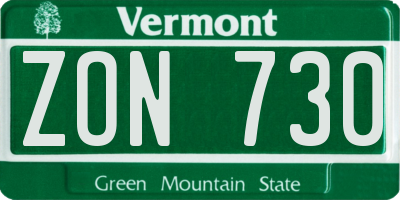 VT license plate ZON730