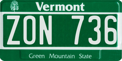VT license plate ZON736