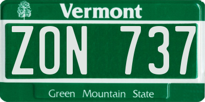 VT license plate ZON737