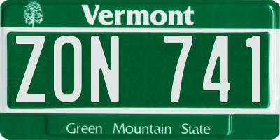 VT license plate ZON741