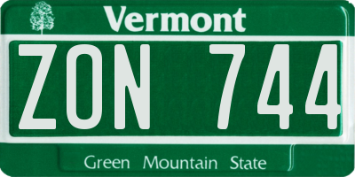 VT license plate ZON744