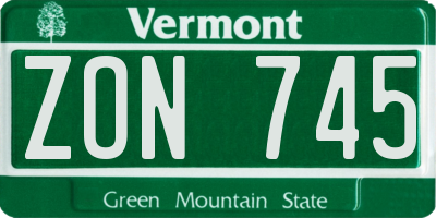 VT license plate ZON745