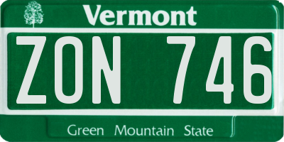 VT license plate ZON746
