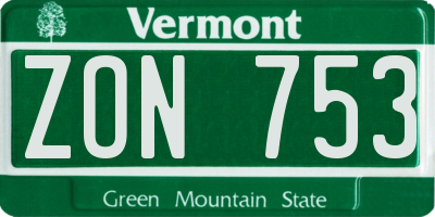 VT license plate ZON753