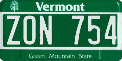 VT license plate ZON754