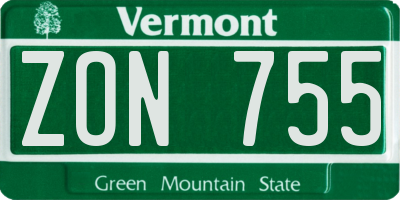 VT license plate ZON755