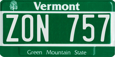VT license plate ZON757