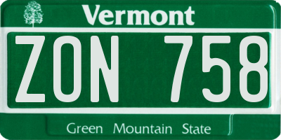 VT license plate ZON758