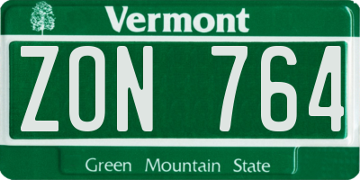 VT license plate ZON764