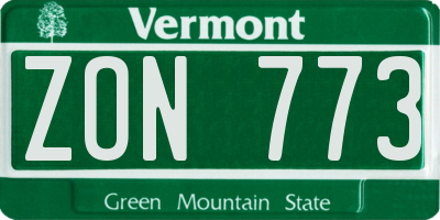 VT license plate ZON773
