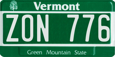 VT license plate ZON776
