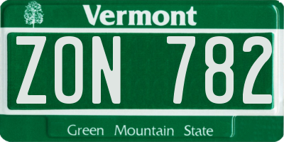 VT license plate ZON782