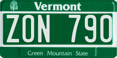 VT license plate ZON790