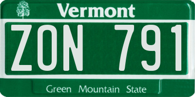 VT license plate ZON791