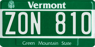 VT license plate ZON810