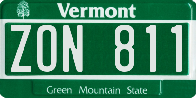 VT license plate ZON811