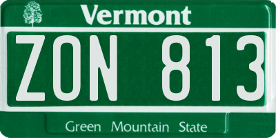 VT license plate ZON813