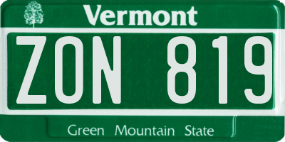 VT license plate ZON819