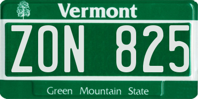 VT license plate ZON825