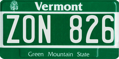 VT license plate ZON826