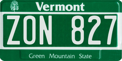 VT license plate ZON827