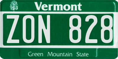 VT license plate ZON828