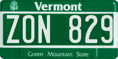 VT license plate ZON829