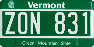 VT license plate ZON831
