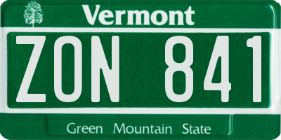 VT license plate ZON841