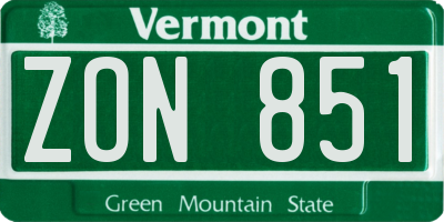 VT license plate ZON851