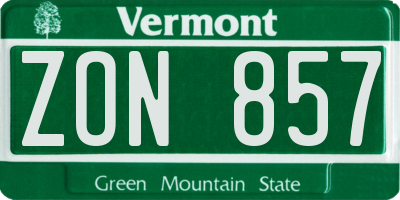 VT license plate ZON857