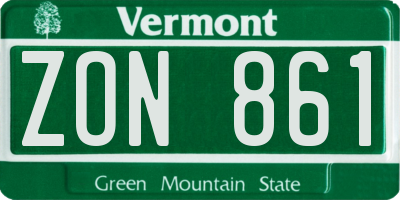 VT license plate ZON861