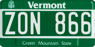 VT license plate ZON866