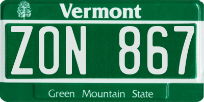 VT license plate ZON867