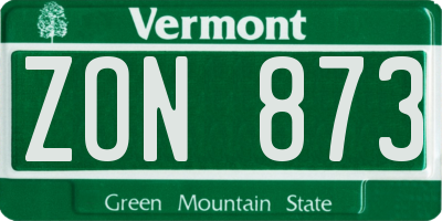 VT license plate ZON873