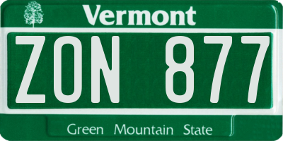 VT license plate ZON877