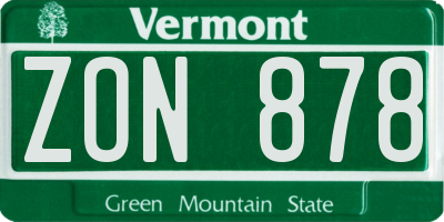 VT license plate ZON878