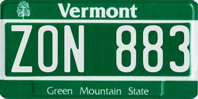 VT license plate ZON883