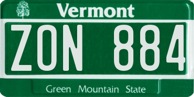 VT license plate ZON884