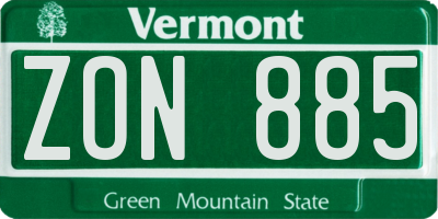 VT license plate ZON885