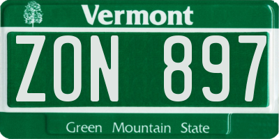 VT license plate ZON897