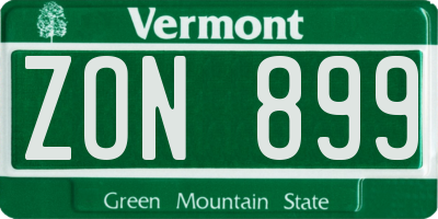 VT license plate ZON899