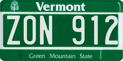 VT license plate ZON912